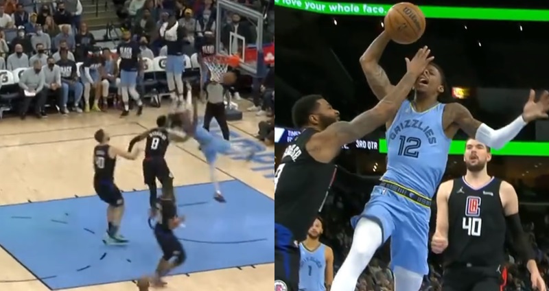 Ja Morant 快攻上籃遭 Morris 惡意犯規拉下