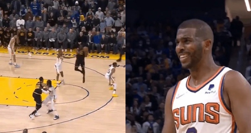 Draymond Green發生失誤之後，Chris Paul忍不住偷笑