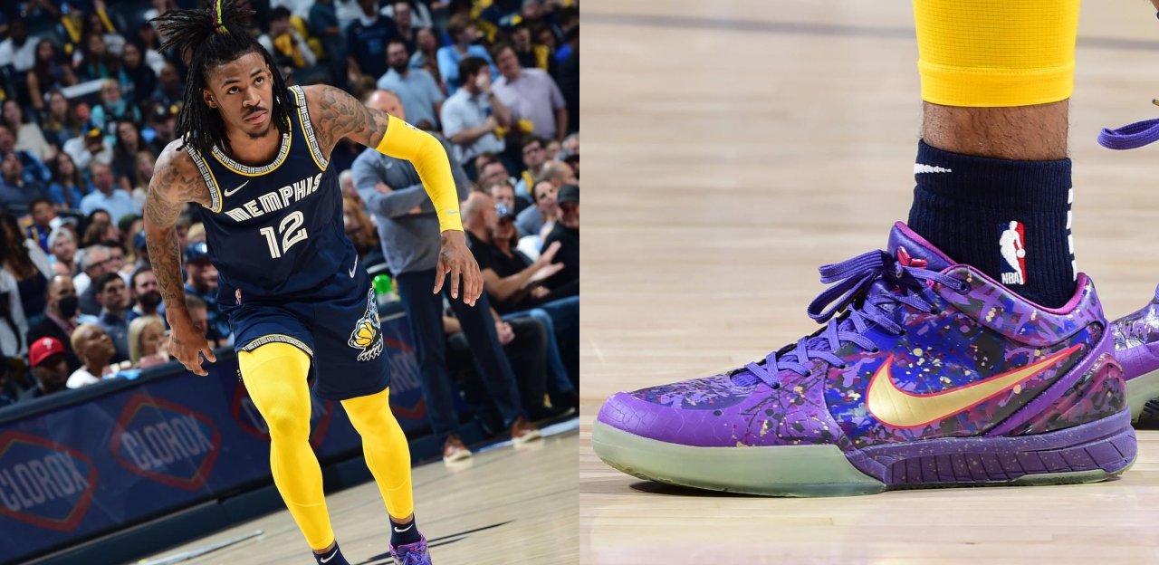 Ja Morant 勇士之戰 G2 疑似誤穿仿冒 Kobe 4