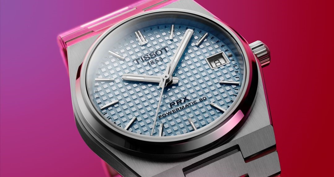 Tissot PRX Ice Blue Dial Close up