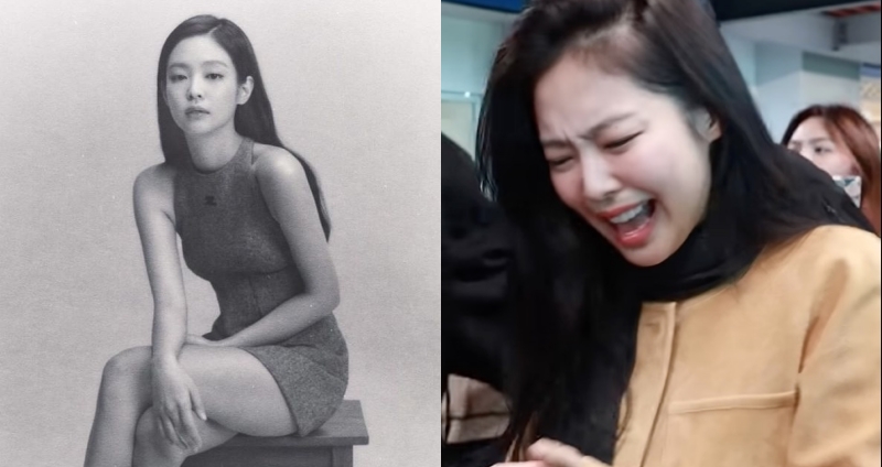 Jennie日前現身機場立刻掀起轟動，也讓她有些驚嚇。（圖：影片截圖）