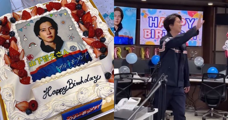 日本男神山下智久 9 日迎接 39 歲生日，劇組也開心幫他慶生。（圖：X）