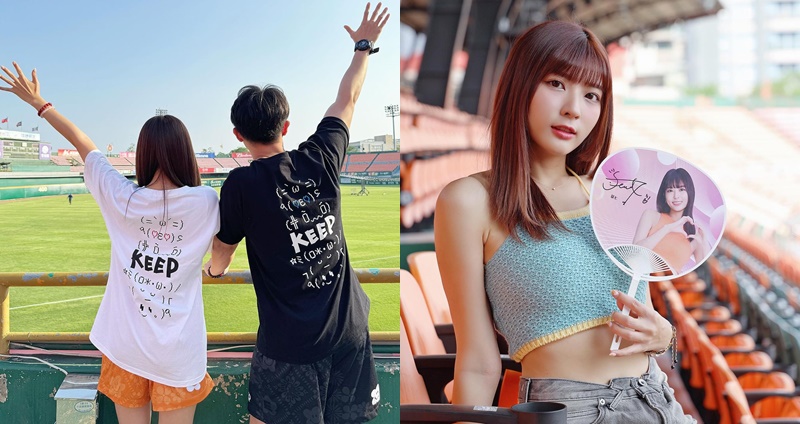統一獅Uni-Girls瑟七520曬出跟富邦應援團長Travis的同框照。（圖：IG）