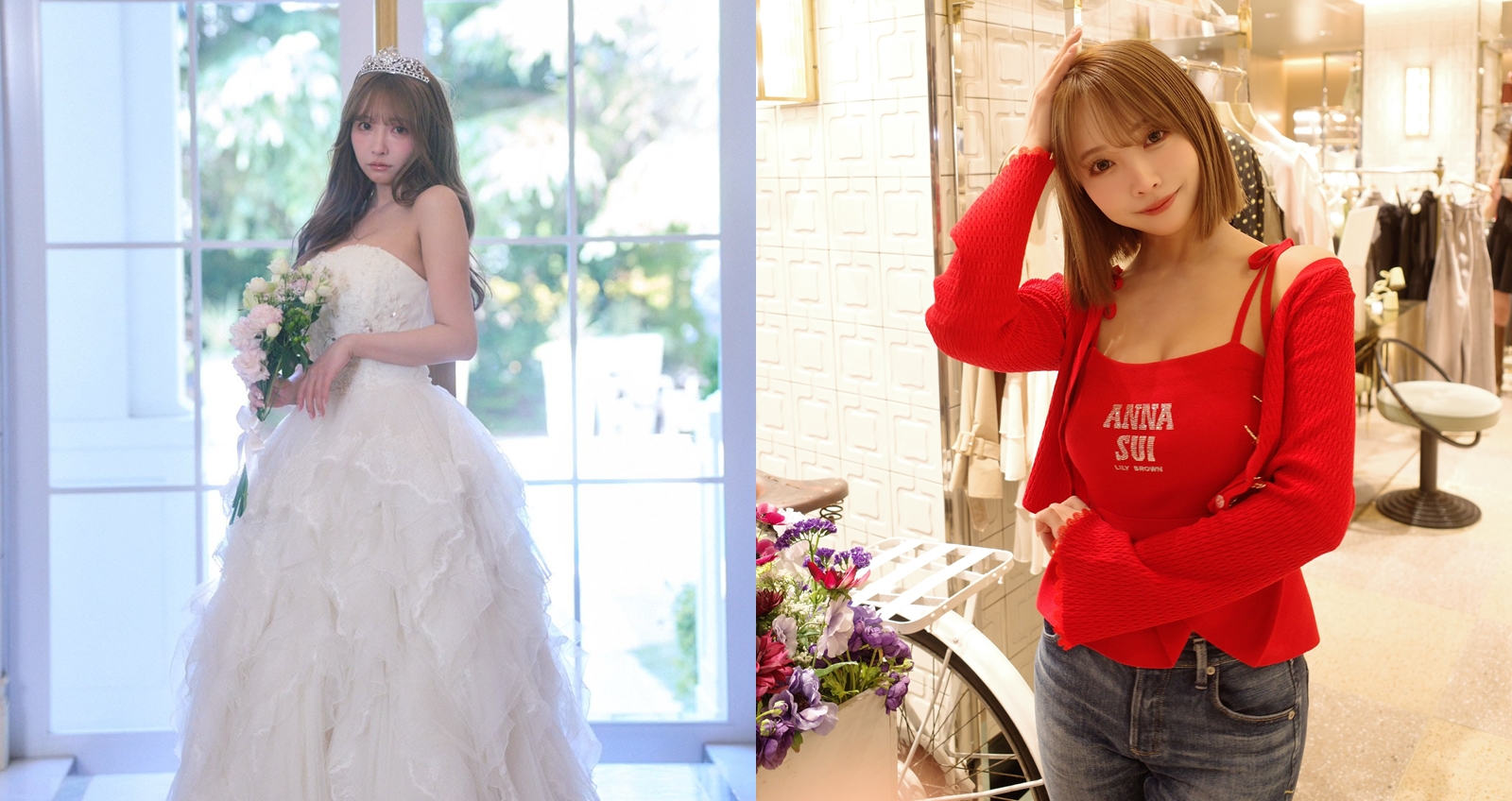 三上悠亞突然曬出婚紗照，加上神秘兮兮的模樣讓網友聯想到結婚。（圖：IG）