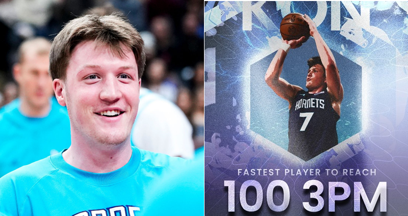 史上最快!黃蜂新秀 Knueppel 僅用 29 場命中百顆三分 刷新 NBA 歷史紀錄