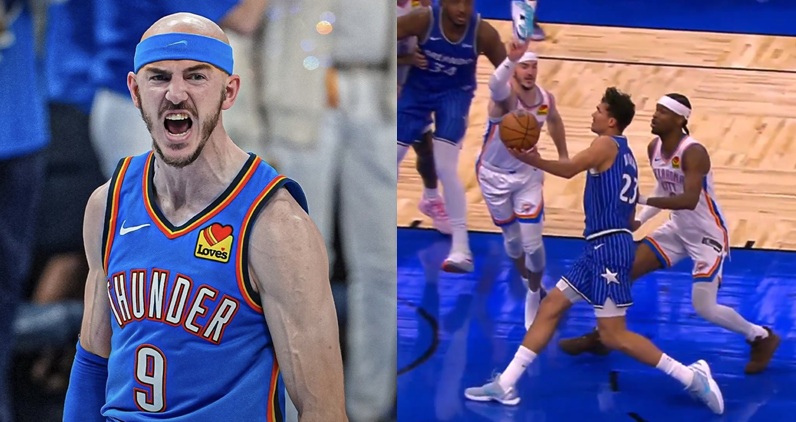 在 NBA 的賽場上，我們看過無數精彩的封阻，但你絕對沒看過「用球鞋」蓋的火鍋！奧克拉荷馬雷霆隊的防守悍將 Alex Caruso 在週二對陣奧蘭多魔術隊的比賽中，再次證明了他為了贏球可以「不擇手段」，即便手裡拿的是一隻球鞋。