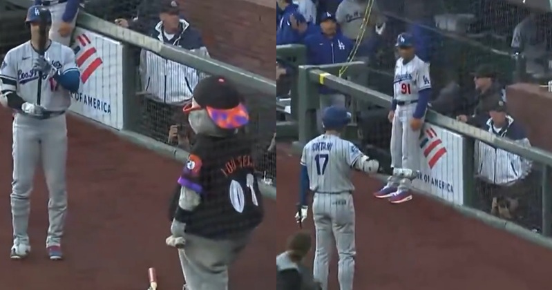 洛杉磯道奇隊球星大谷翔平不僅在球場上展現驚人球技,其親民且幽默的個性也時常成為焦點。在近日對戰舊金山巨人的系列賽中,大谷翔平與巨人隊吉祥物「盧海豹(Lou Seal)」的一段逗趣互動被攝影機捕捉,大谷在遭到「惡作劇」後立刻向總教練 Dave Roberts 告狀的反應,引發台日美網友熱烈討論。