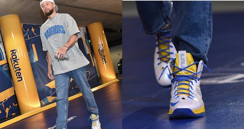 腳踩十代戰靴驚艷場邊 LeBron James 見 Stephen Curry 穿個人舊鞋驚呼：絕版貨 週四於大通中心舉行的金州勇士對陣洛杉磯湖人之戰，儘管勇士球星Stephen Curry因傷後調整輪休，但他出現在場邊的「鞋頭」裝扮仍意外掀起話題。Stephen Curry當晚腳踩2012年首度發售的經典戰靴 Nike LeBron X 現身，引來LeBron James在賽前驚喜給出三字評價。